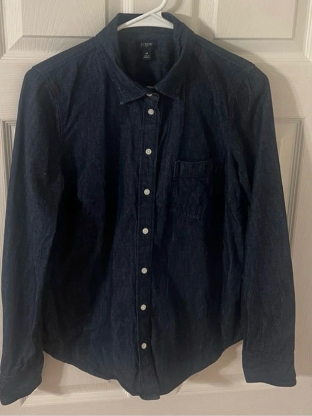 J. Crew Women’s Dark Navy Button-Down Shirt with Chest Pocket